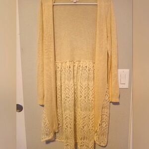 LC Lauren Conrad Cream Lace Cardigan